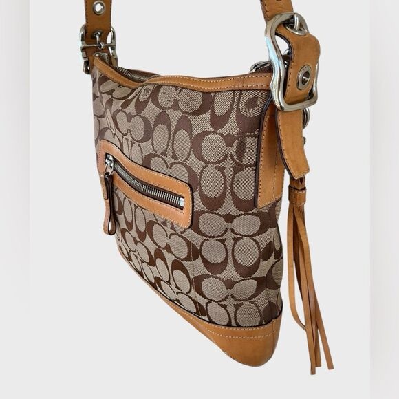 Coach Signature Leather Slim Crossbody Shoulder Bag Vintage M04K 9362 Khaki - Picture 5 of 16